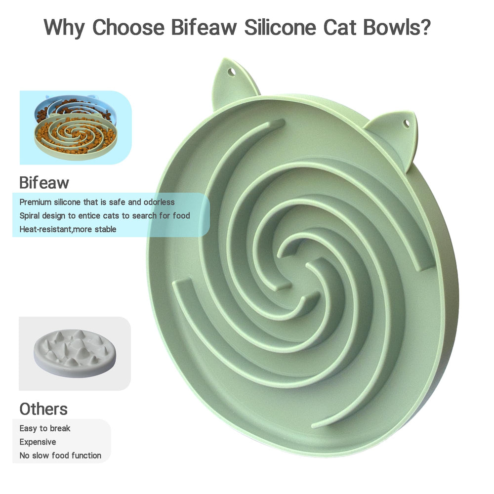 Tazón Bifeaw de alimentación lenta para gatos azul, ayuda a comer pausadamente.