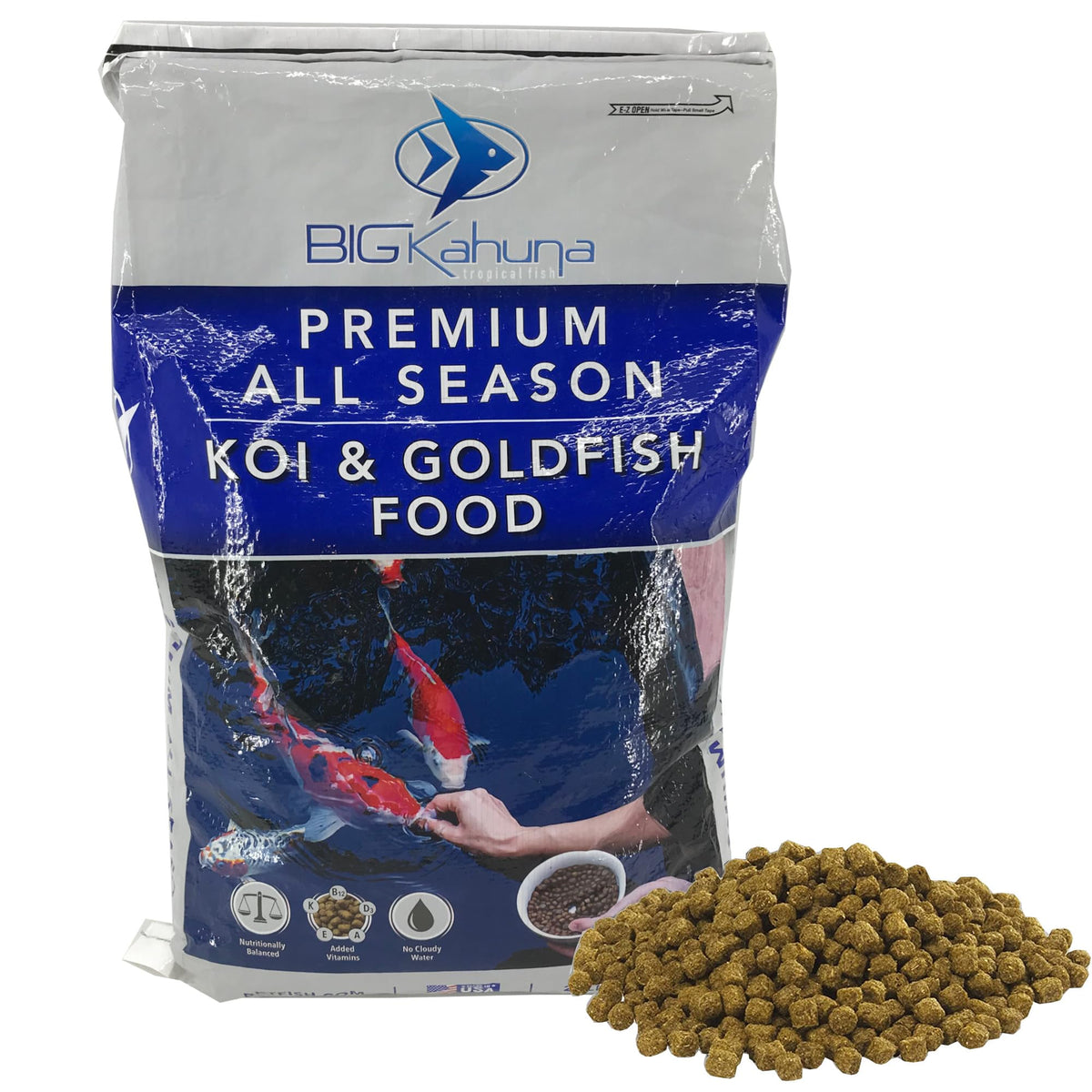 BIG KAHUNA comida koi para estanque, pellets flotantes que favorecen el color