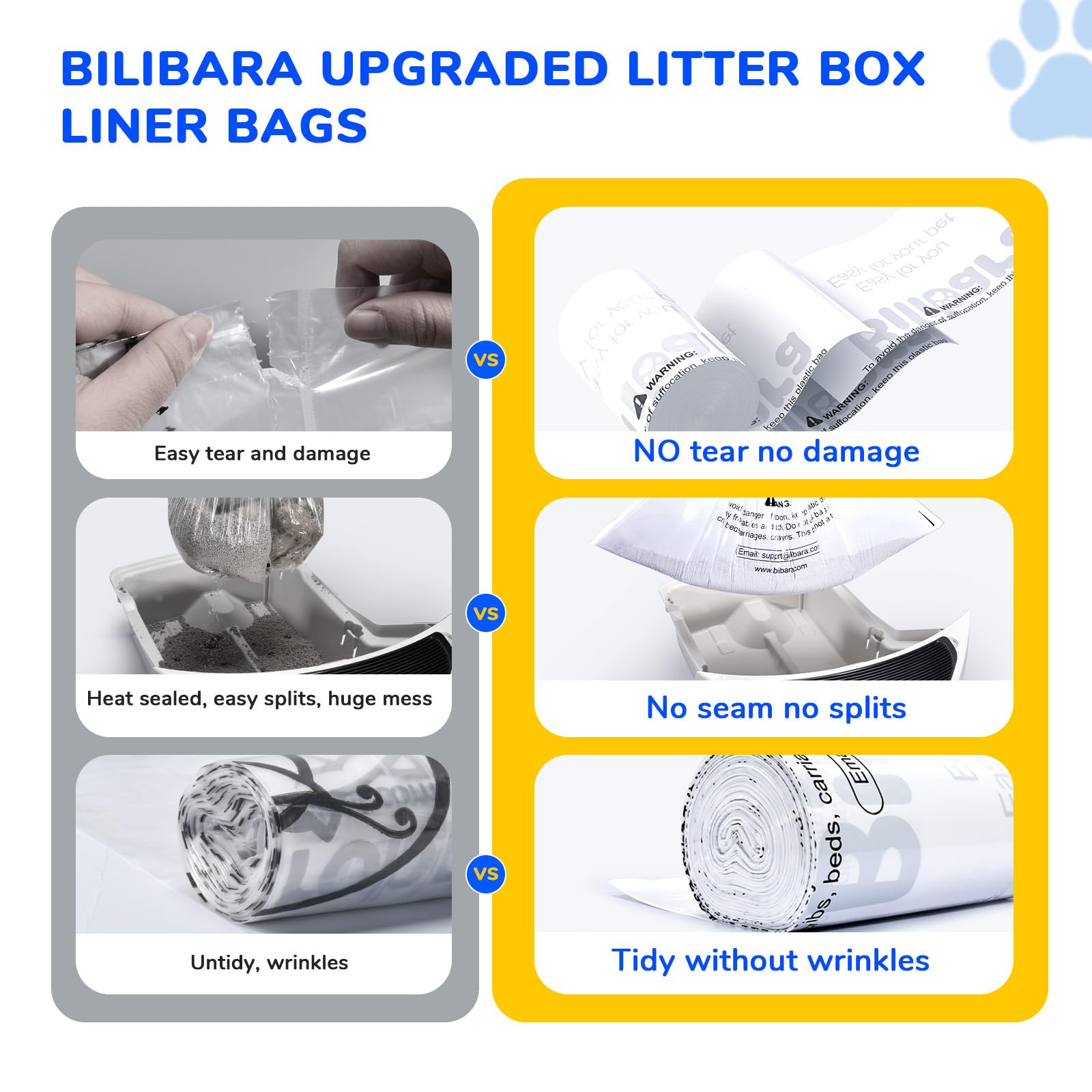 Bilibara paquete de 60 bolsas liner para uso en cajas de arena