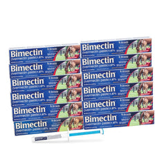 Bimectin pasta ivermectina: envase con dosis única para caballos, dosificación precisa.