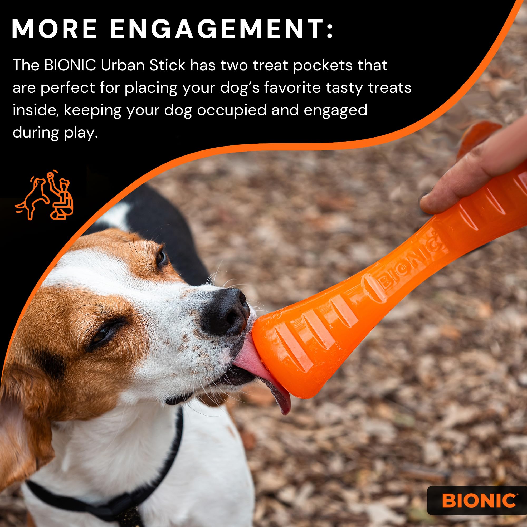 BIONIC Urban Stick, flota y rebota, perfecto para buscar y jugar en exterior.