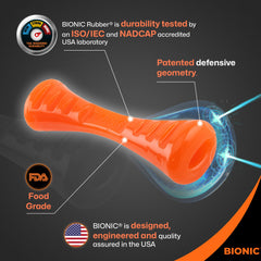 BIONIC Urban Stick, textura estimulante, fomenta masticación prolongada y diversión.