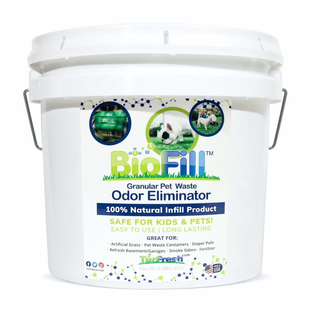 BioTurf Granular Infill en empaque de 1 galón para neutralizar olores en patios