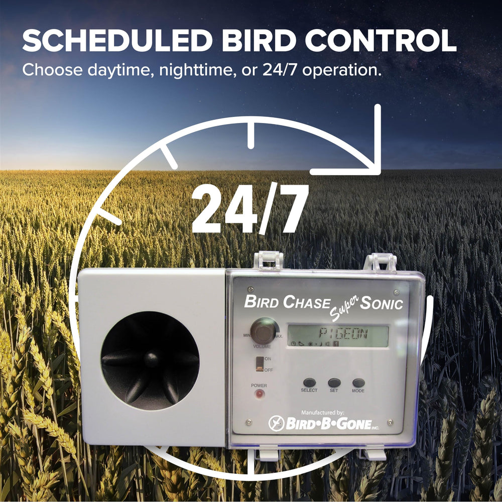 Bird B Gone Bird Chase Super Sonic cobertura para 0,4 ha.