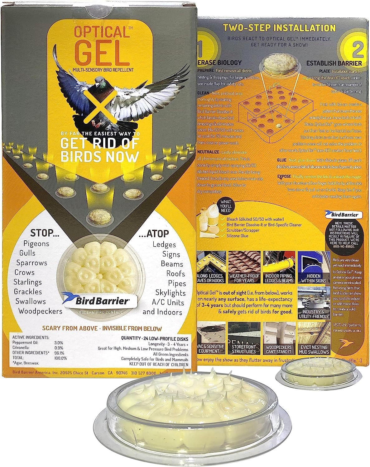 Bird Barrier Optical Gel aplicado en techo detiene aves con enfoque multisensorial