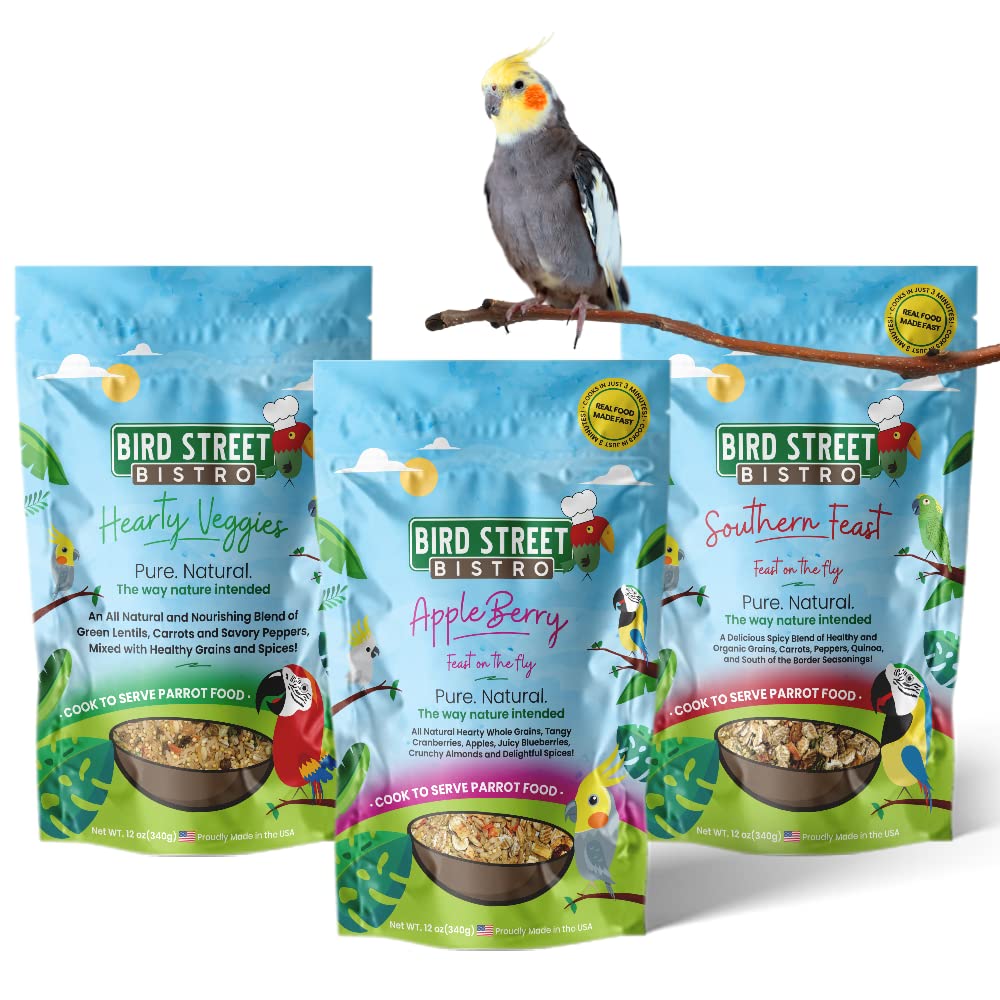 Bird Street Bistro alimento para aves de compañía: muestra de 3 paquetes para probar sabores.
