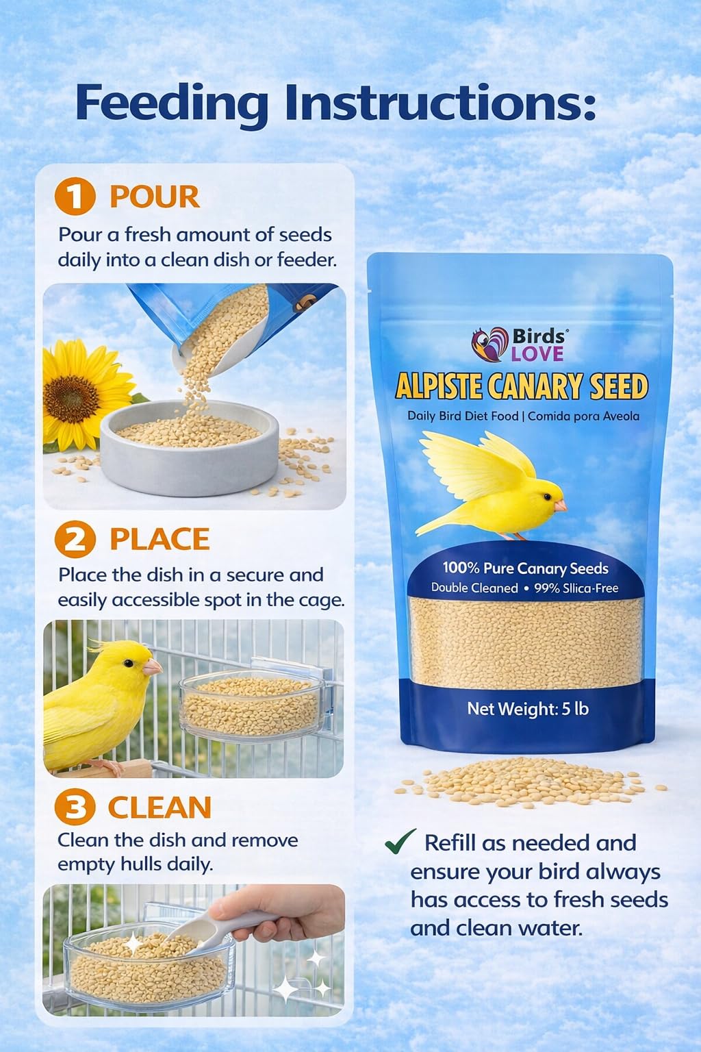 Birds LOVE alimento diario para aves pequeñas, energía y plumaje