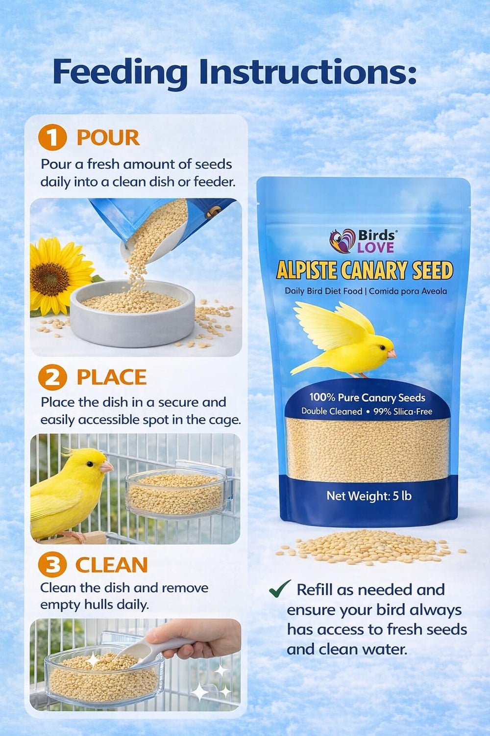 Birds LOVE alimento diario para aves pequeñas, energía y plumaje