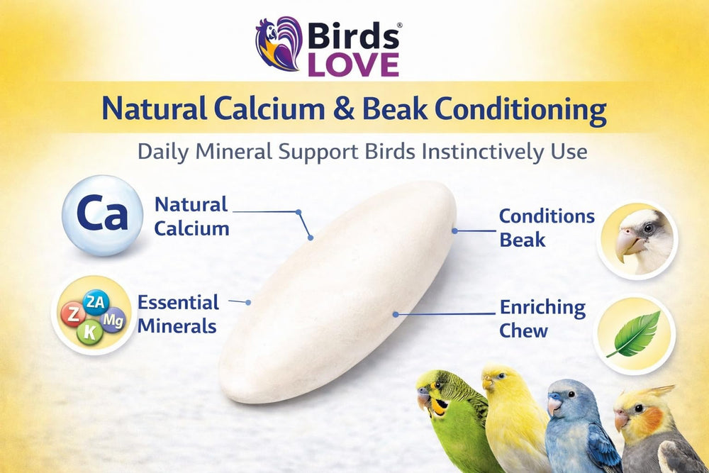 Birds LOVE cuttlebone minerales en trazas para nutrición equilibrada.