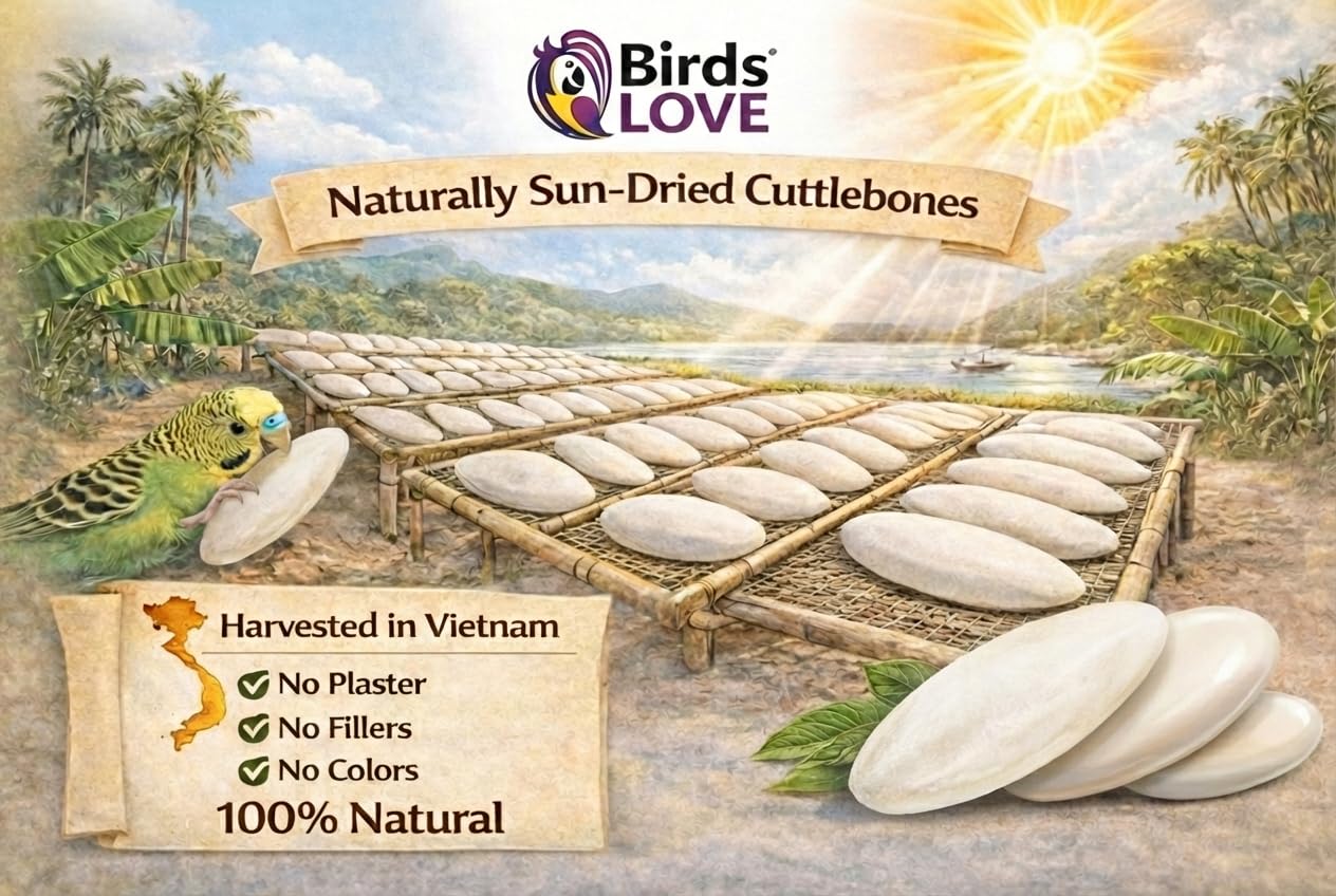 Birds LOVE cuttlebone, paquete de 3 para suministro continuo de calcio.