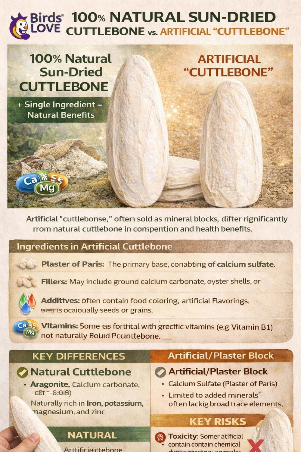 Birds LOVE cuttlebone, fomenta la masticación diaria y el cuidado del pico.