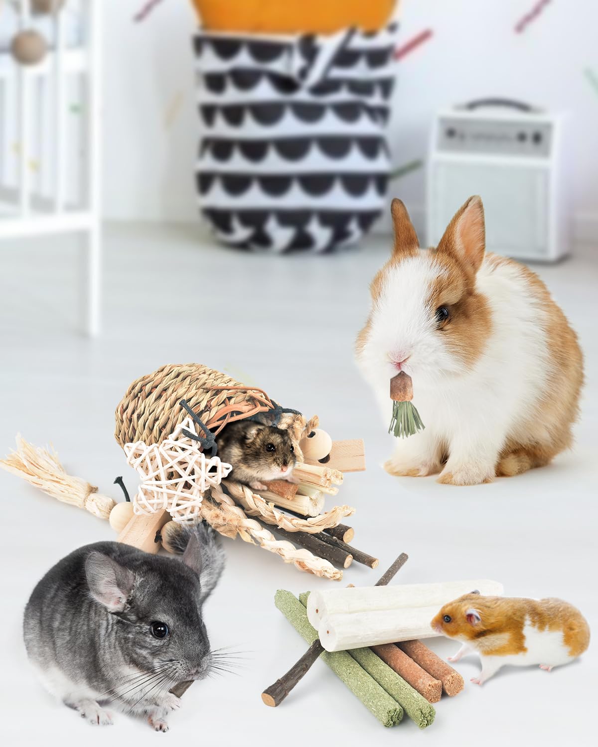 Bissap Bunny: juguete colgante para jaula que invita al forraje