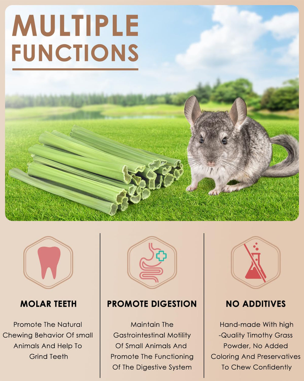 Bissap enfoque en cuidado dental de roedores con palitos masticables