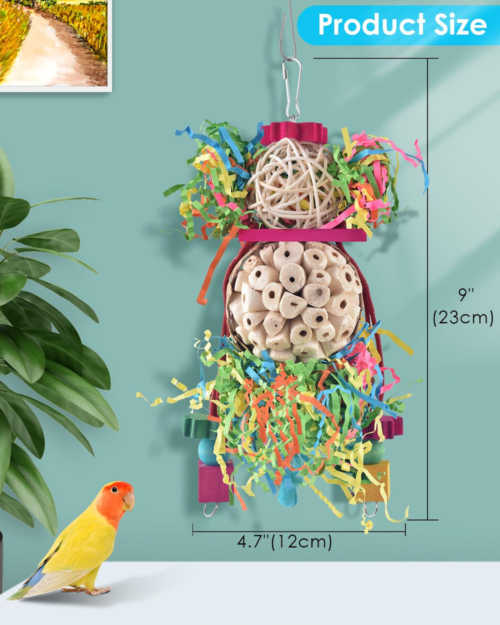 Juguete Bissap con bolas Sola para aves pequeñas, estimulación mental
