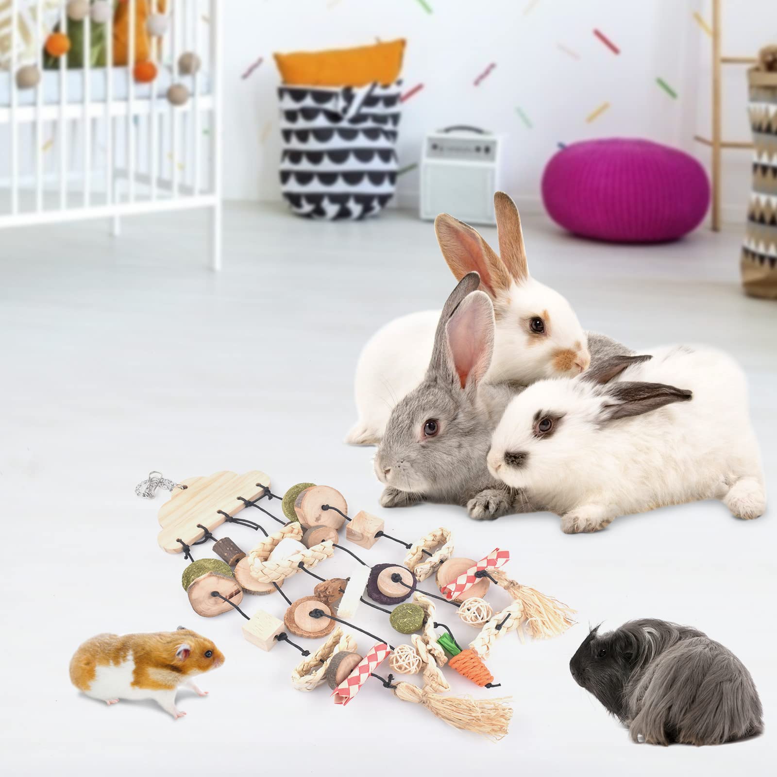 Bissap nuez masticable para conejo, textura y juego