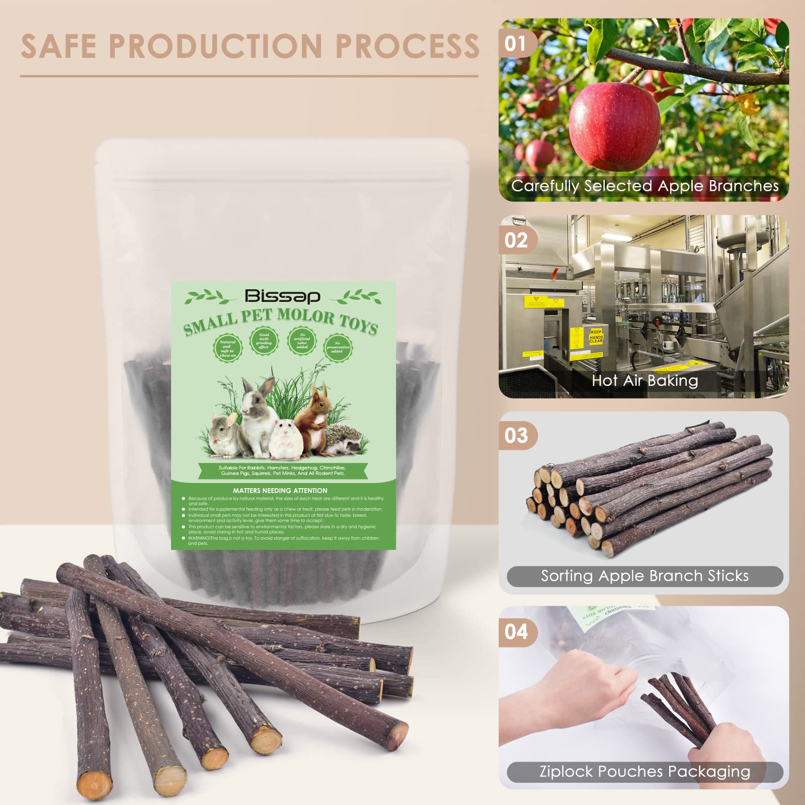 Bissap palitos de manzana para jerbo: estimulan masticación saludable y entretenimiento.