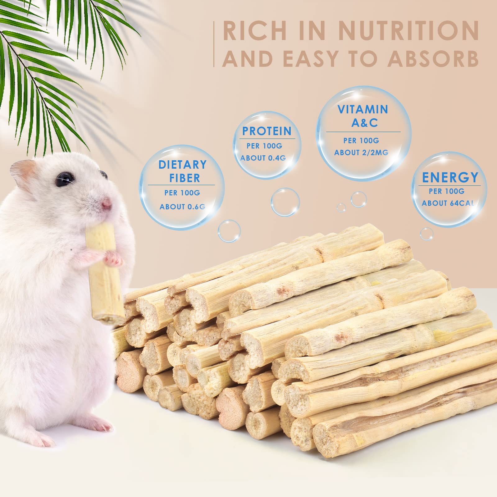 Bissap palitos-masticables-bambu-dulce-hamsters: estimulan la masticación y cuidan sus dientes.