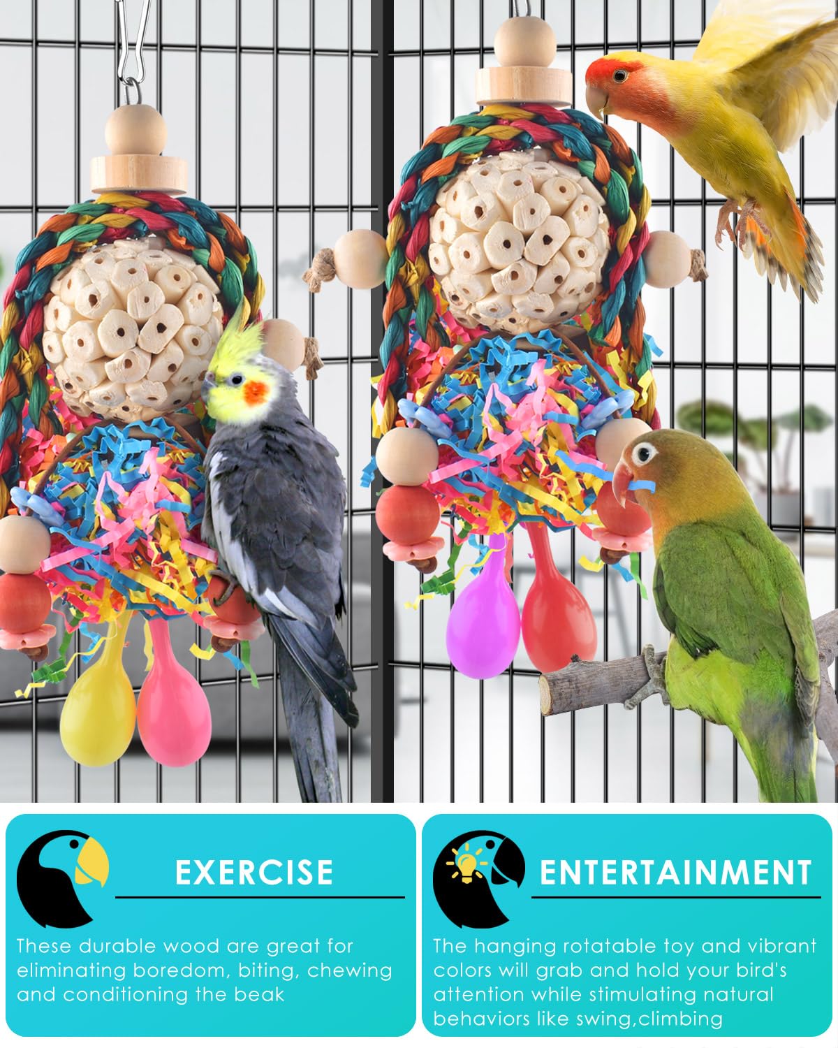 Papel deshilachado Bissap para forraje, promueve exploración y juego interactivo.