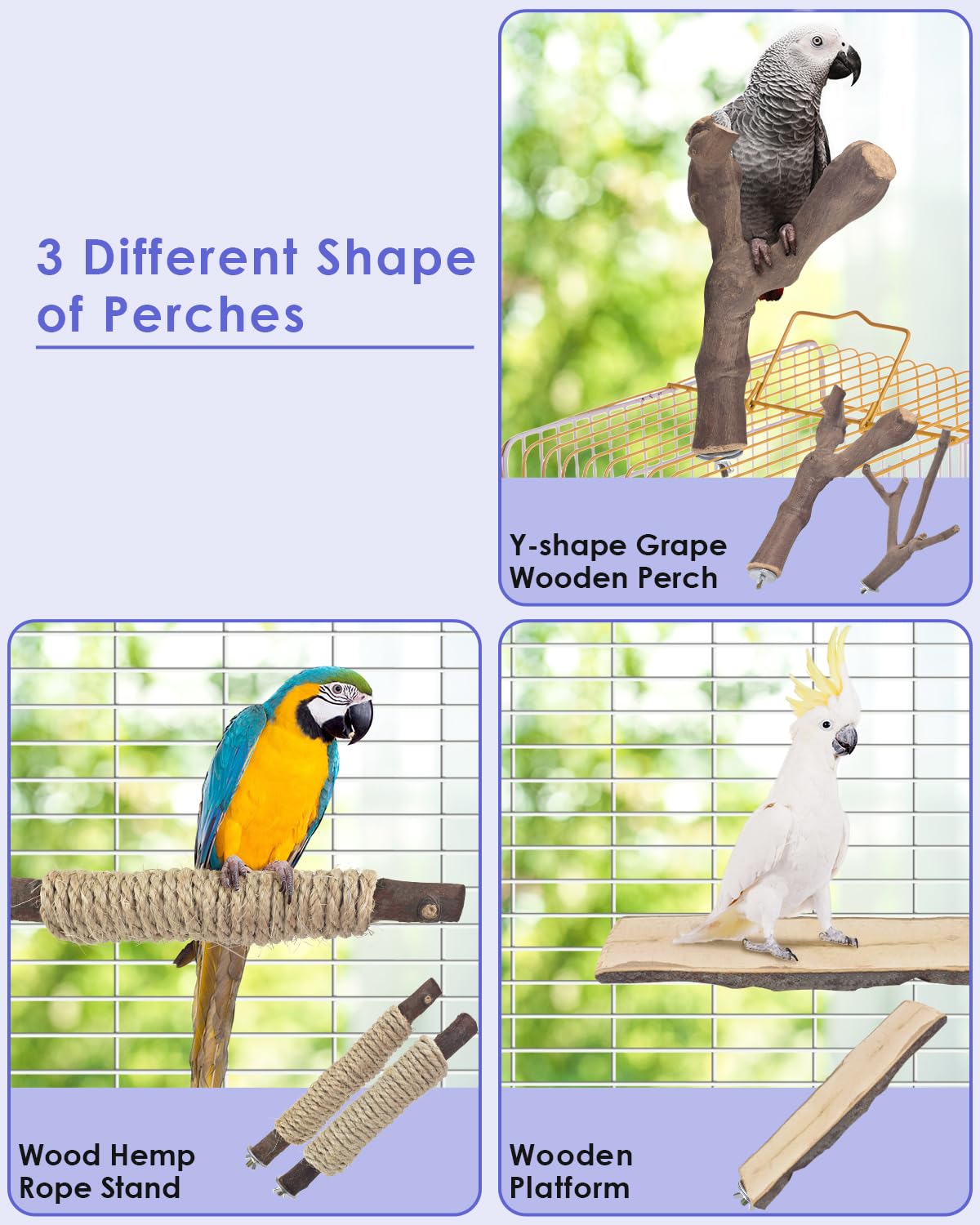 Bissap perchas en forma de Y natural para variedad de agarre.