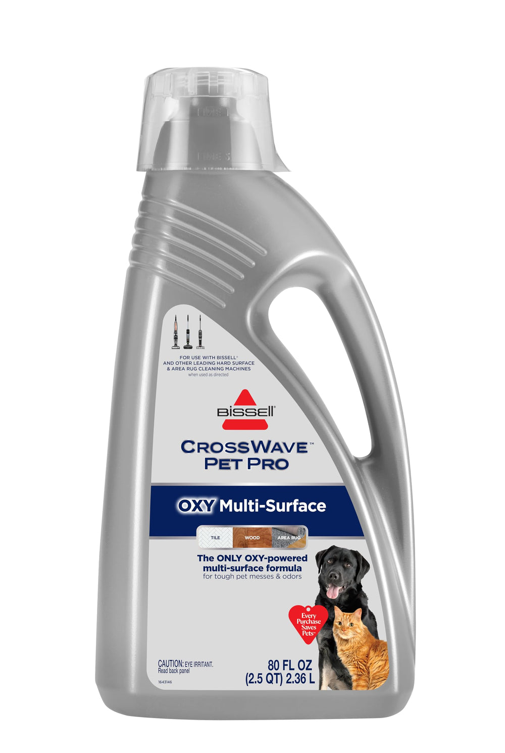 Bissell CrossWave Pet Pro Oxy mostrando la botella para verter la fórmula.