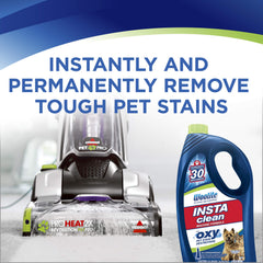Etiqueta de Bissell Woolite InstaClean Pet con concentraciones y uso recomendado.