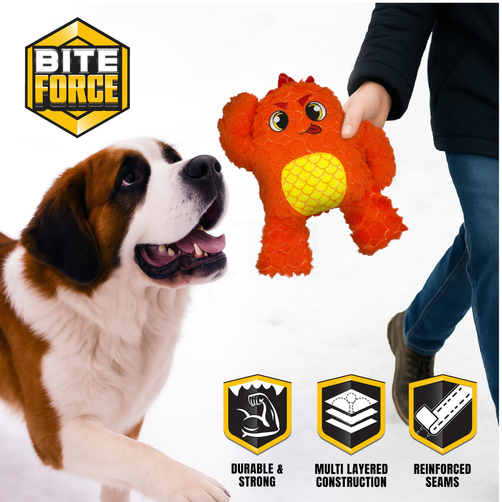 Juguete Bite Force con costuras reforzadas que resisten mordidas intensas.