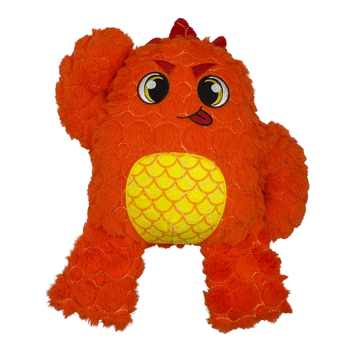 Juguete Bite Force Monstruo Naranja suave para perros grandes, ideal para juego prolongado.