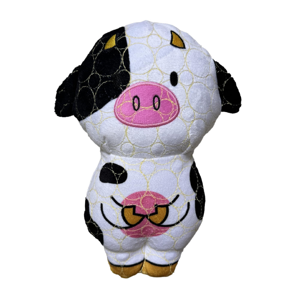 Bite Force: juguete perro vaca con sonido, ideal para mordedores fuertes.