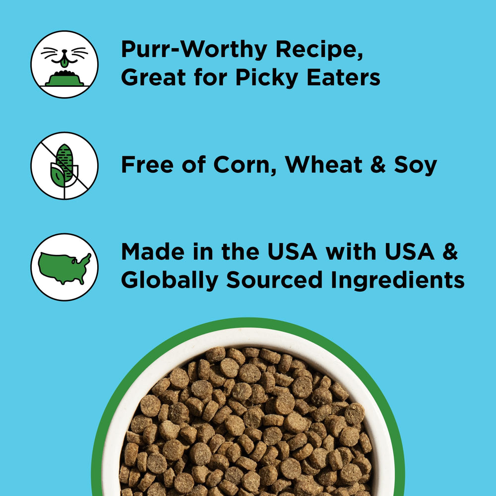 BIXBI Liberty Dry Cat Chicken Recipe prebióticos y fibra de miscanthus para la digestión.