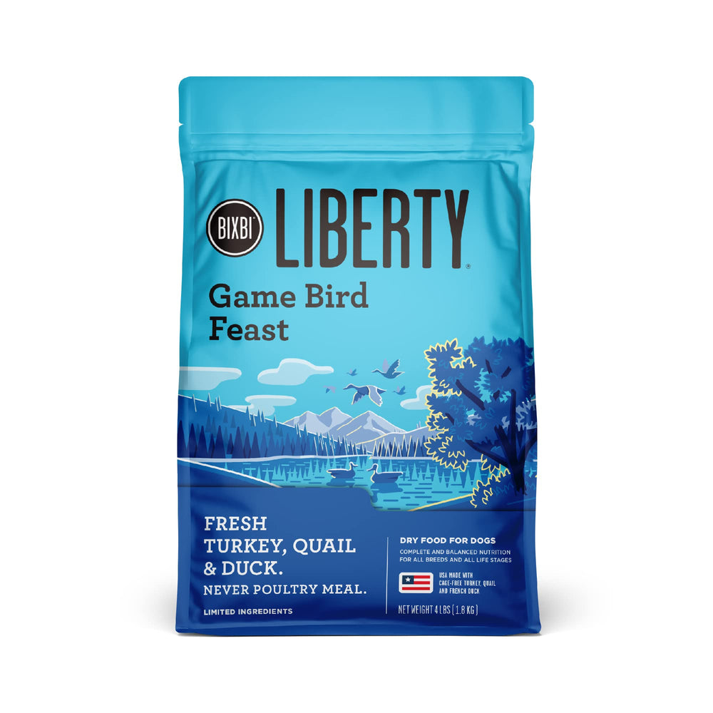 Liberty de BIXBI con granos antiguos y pavo-pato: digestión suave y energía sostenida para perros