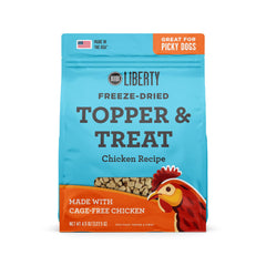 BIXBI Liberty topper poulet en sachet, friandise pratique et riche en protéines.