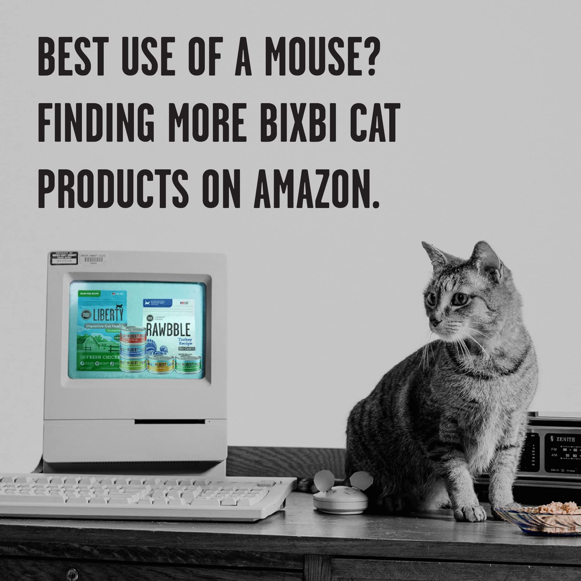 BIXBI RAWBBLE gato disfrutando, momento de comida delicioso.