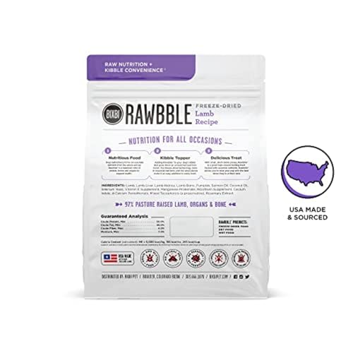 BIXBI Rawbble cordero 97% carne y órganos, enfoque proteico.