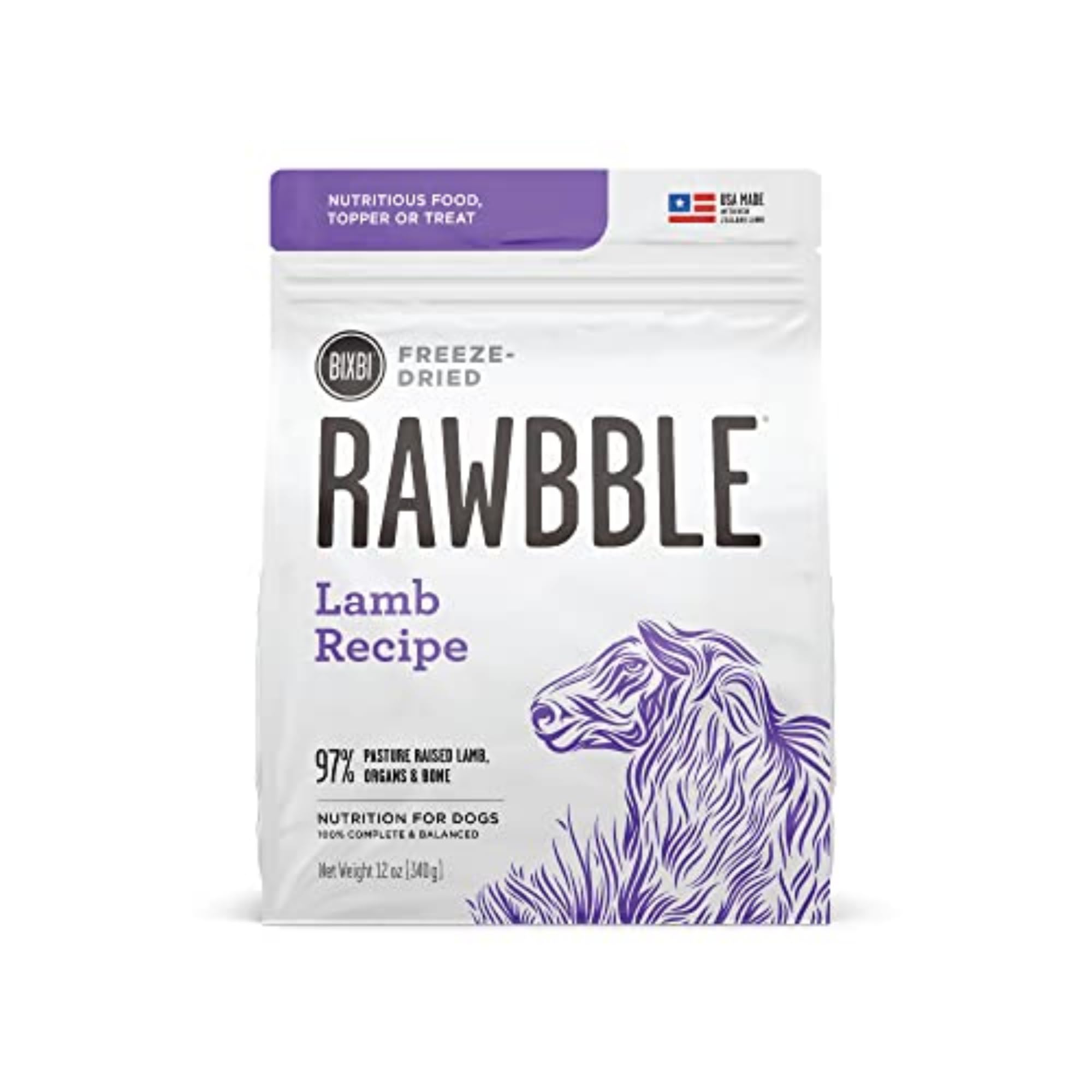 BIXBI Rawbble cordero en bol, proteína de alta calidad para perros.