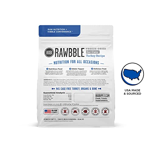 BIXBI RAWBBLE pavo bocados liofilizados, snack práctico para gatos.