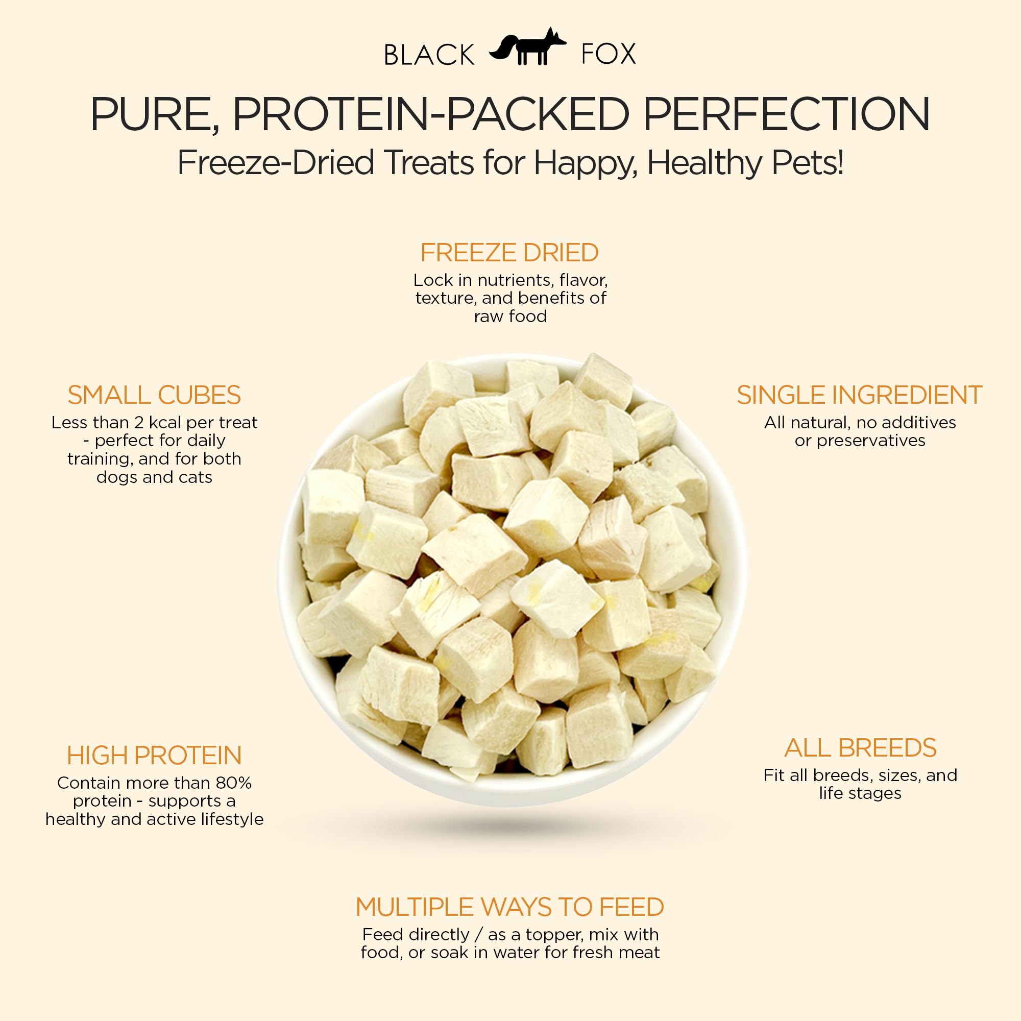 Black Fox trozos pequeños para entrenamiento, sabor natural y bajo contenido calórico.