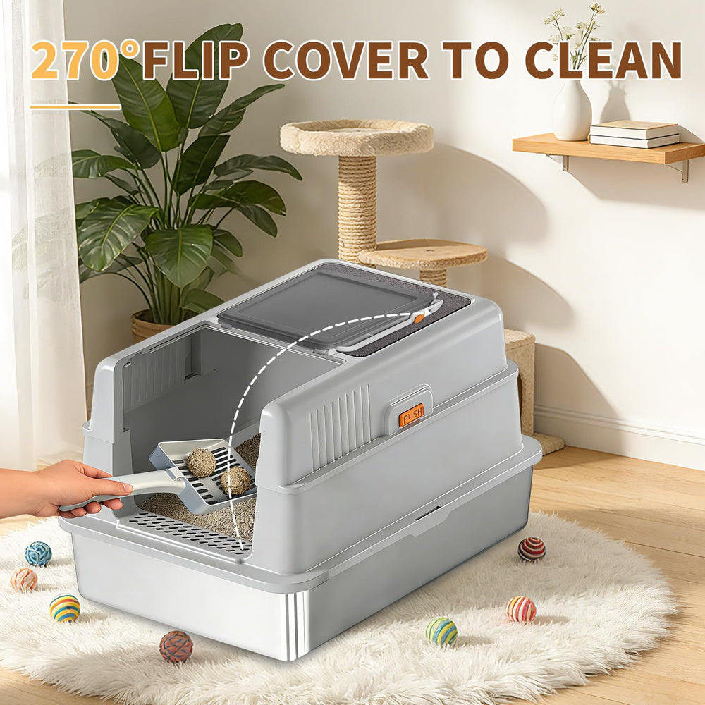 BlissBlaze medidas 28L x 20W x 17H, ideal para hogares multi-gatos.