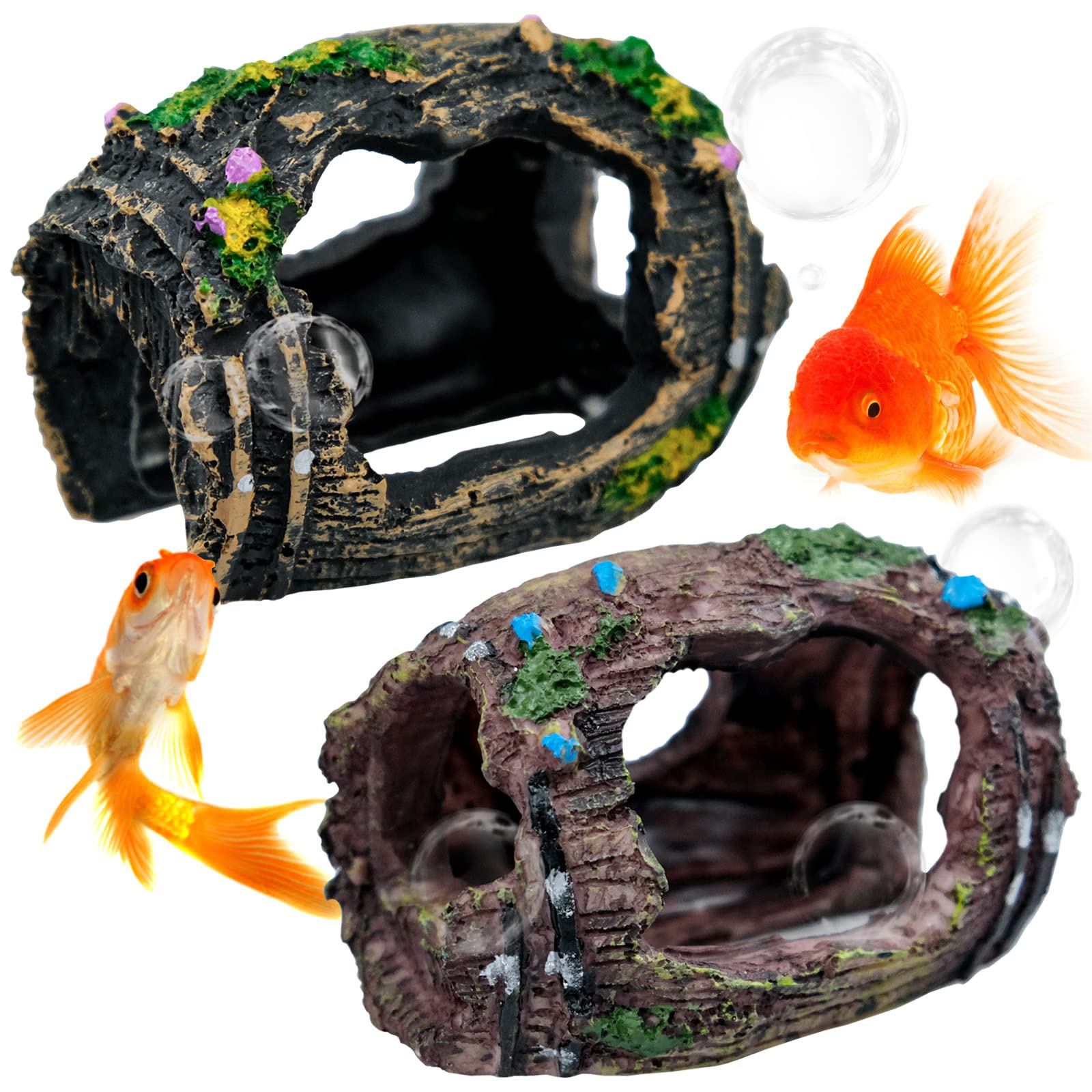 BLLREMIPSUR cueva de barril miniatura, refugio seguro para peces pequeños.