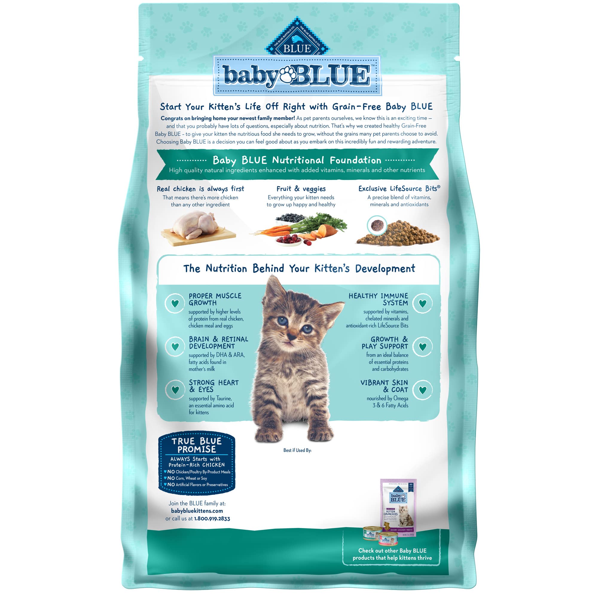 Blue Buffalo Baby Blue, paquete de dos libras, opción conveniente para gatitos en crecimiento.