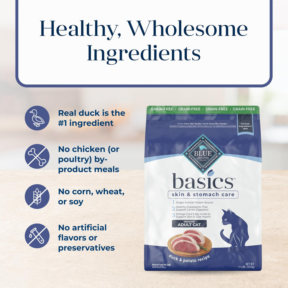 Blue Buffalo Basics Gato: carbohidratos fáciles de digerir con papa y guisantes.
