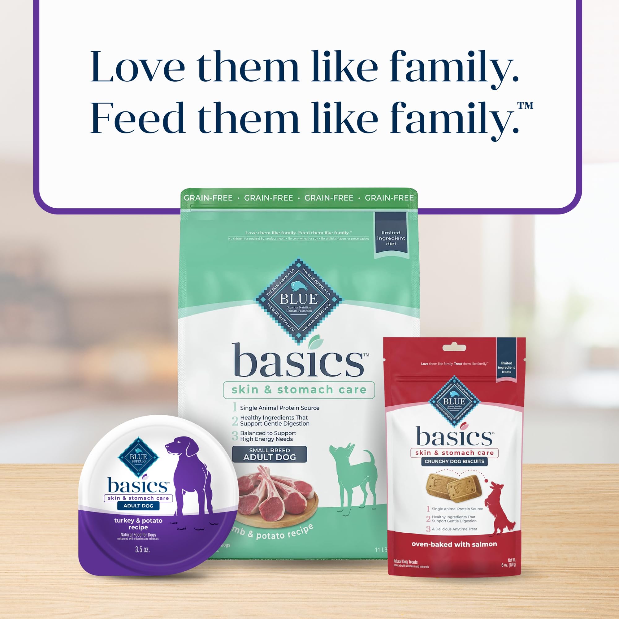 Blue Buffalo Basics listo para servir en diferentes formas