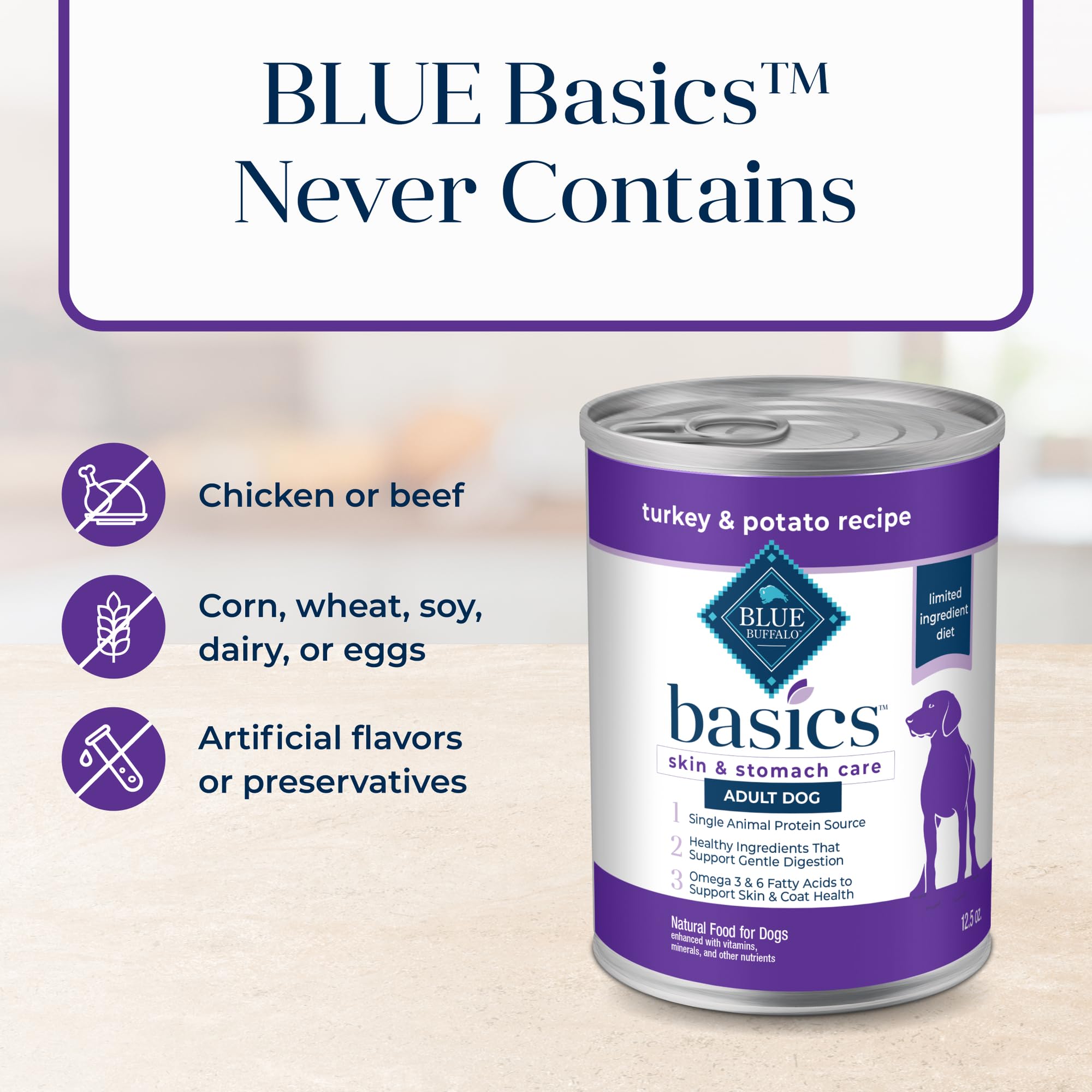 Blue Buffalo Basics: primera fuente de proteína, pavo de calidad.