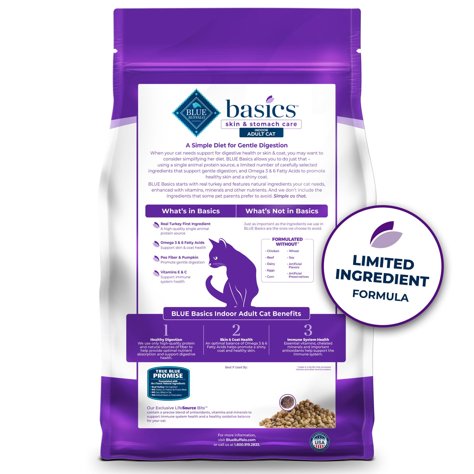 Blue Buffalo Basics pavo como ingrediente principal visible