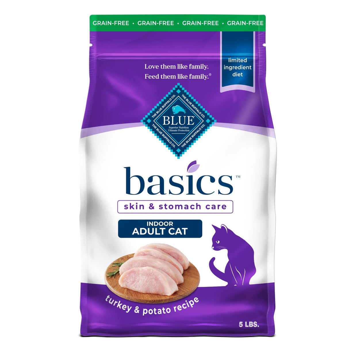 Blue Buffalo Basics pavo, primer ingrediente para dieta simple y digestión suave.