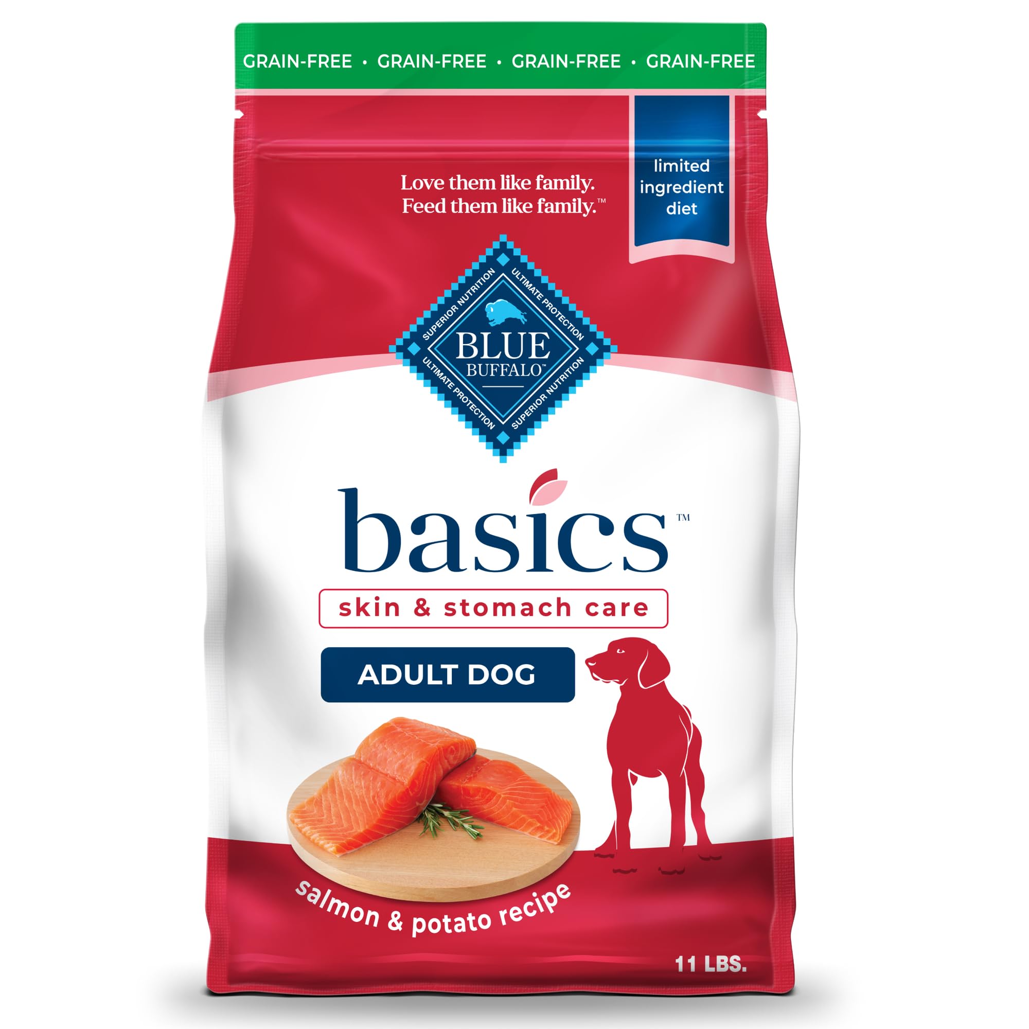 Blue Buffalo Basics salmón como primer ingrediente para perros adultos
