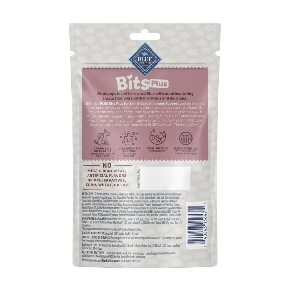 Blue Buffalo Blue Bits Plus mordiscos de salmón, textura suave para premiar diariamente.