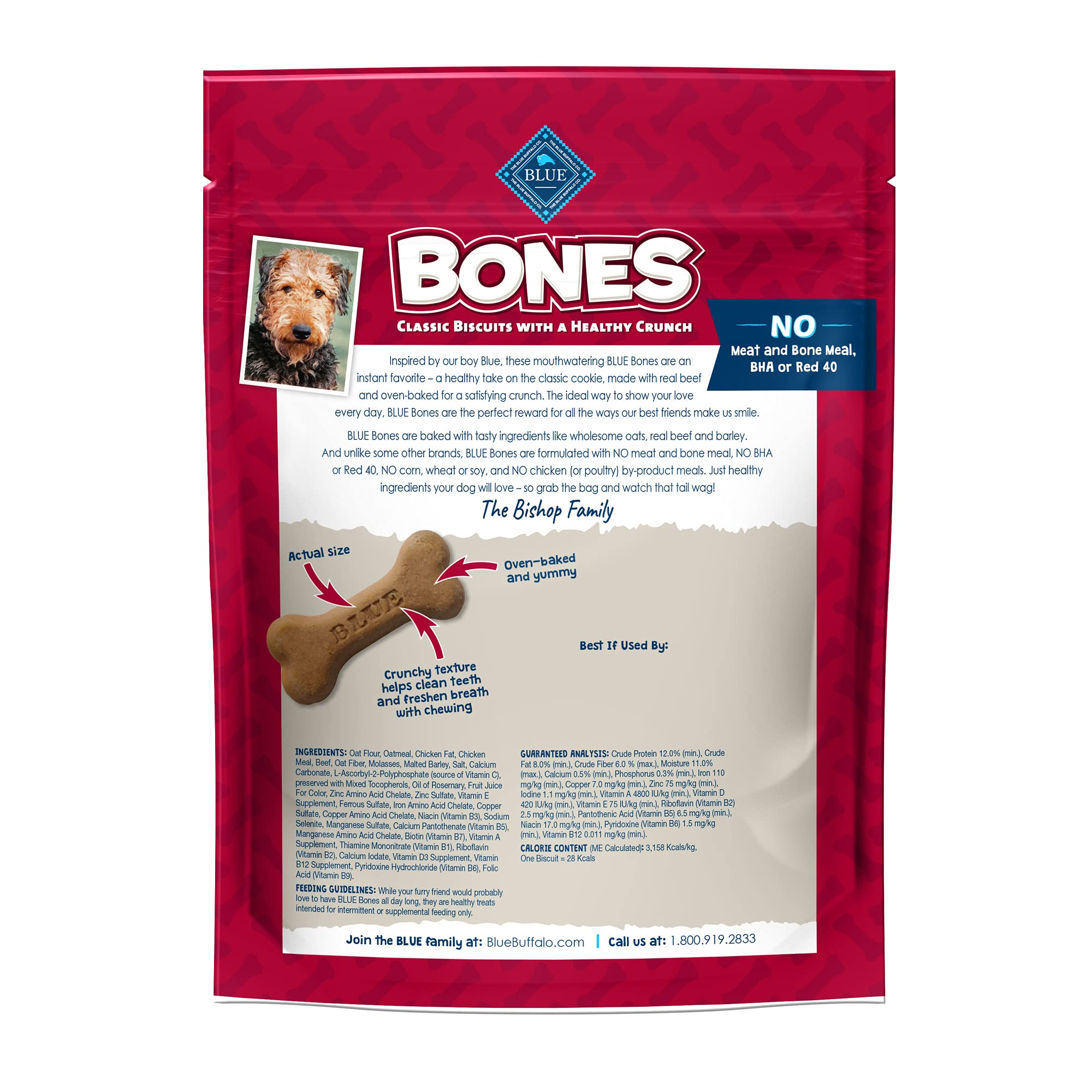 Blue Buffalo Bones galletas en forma de hueso para premiar durante el día