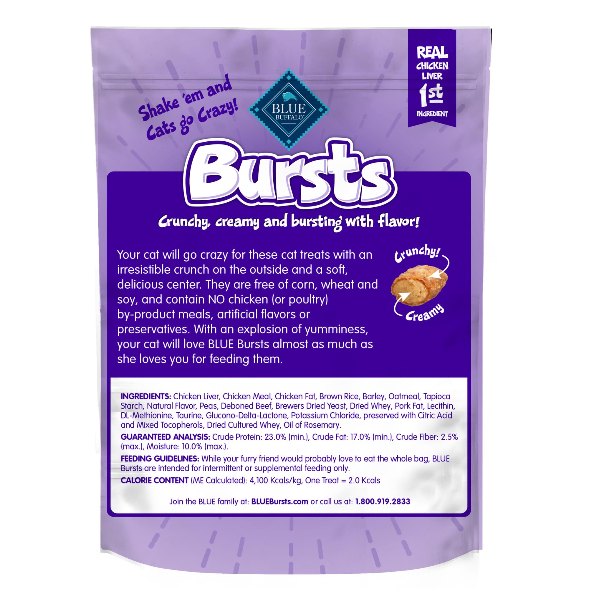 Blue Buffalo Bursts: doble textura crujiente y cremosa, ideal para entrenamiento diario