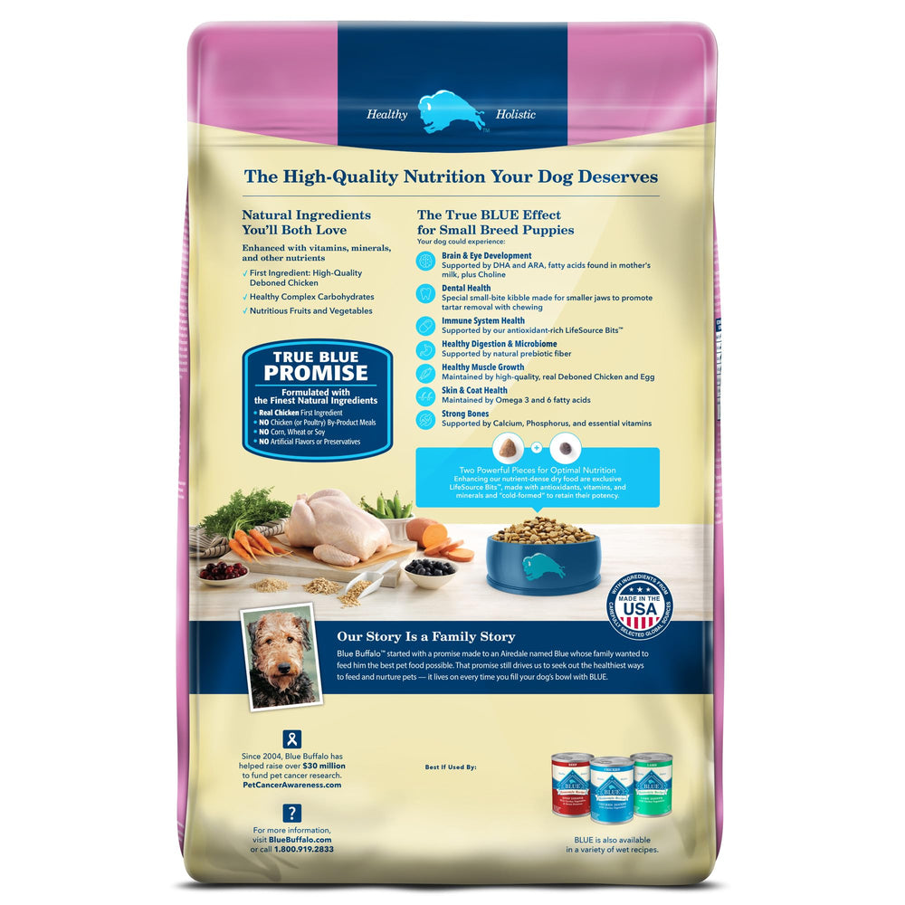 Croquetas de pollo y avena para cachorros pequeños, primera fuente de proteína