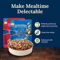 Blue Buffalo Delectables Topppers sin granos, opción conveniente para alimentar con balance.